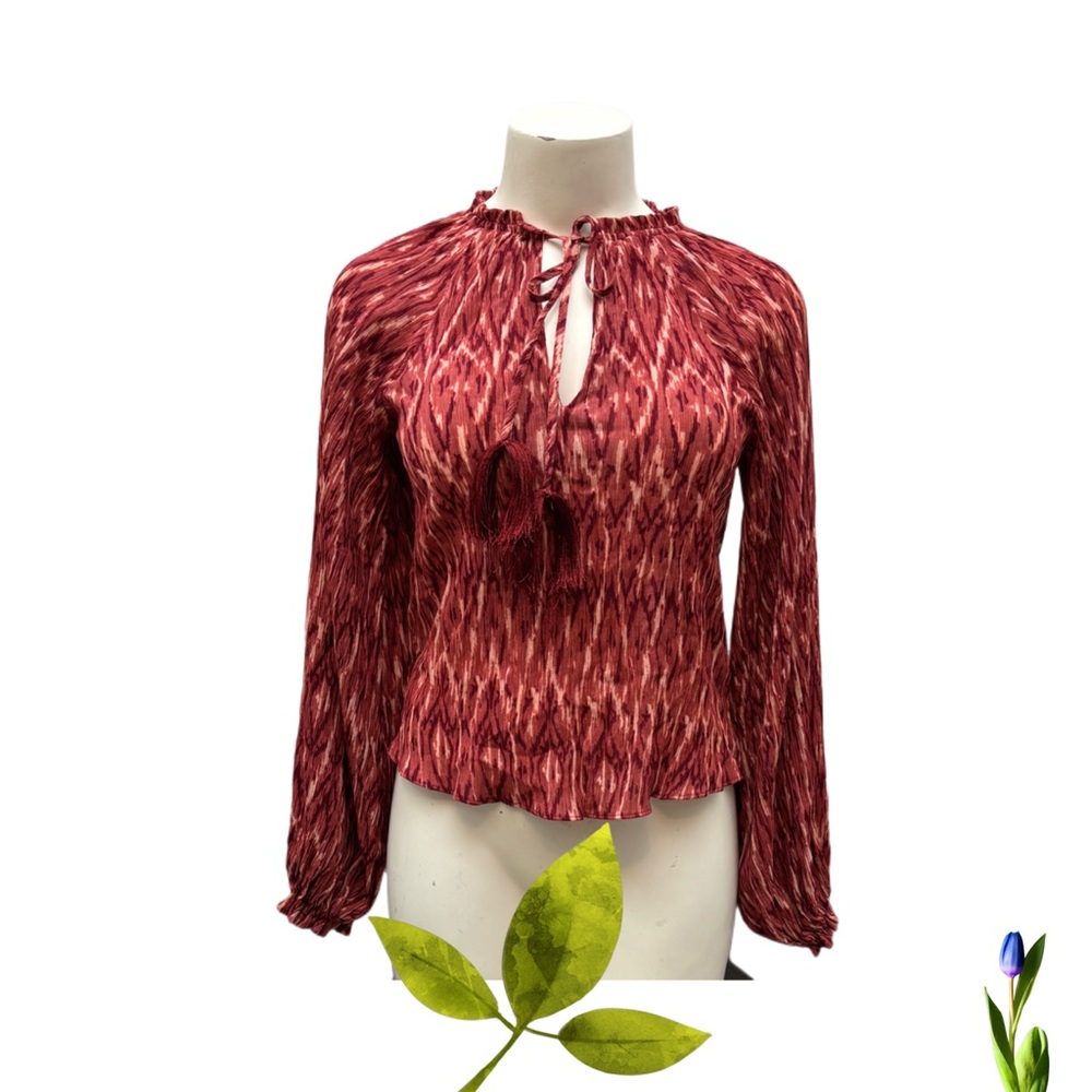 Minkpink Blouse Textured fabric Long Sleeve Red and pink Size XS